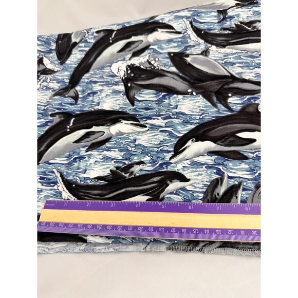 2 Yard Dolphins on Blue Background  Quilt Craft Shamash  & Sons NEW - Picture 2 of 4